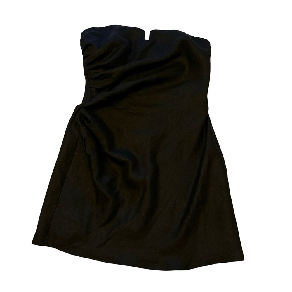 Reformation Abeni Strapless Linen Mini Black Dress Sz 12 Graduation Cruise Beach